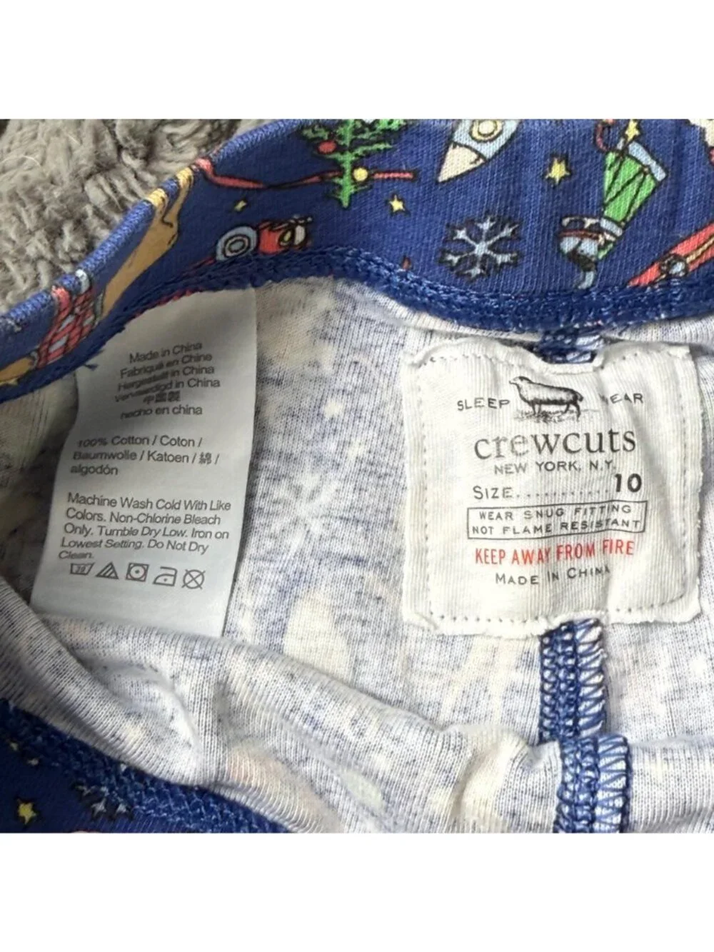 NWT J. Crew crewcuts Navy Winter Print Kids Pajama Set Size 10